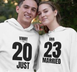 Just Married [Name & Year]: Custom Matching Set for Couples' Celebration Outfits